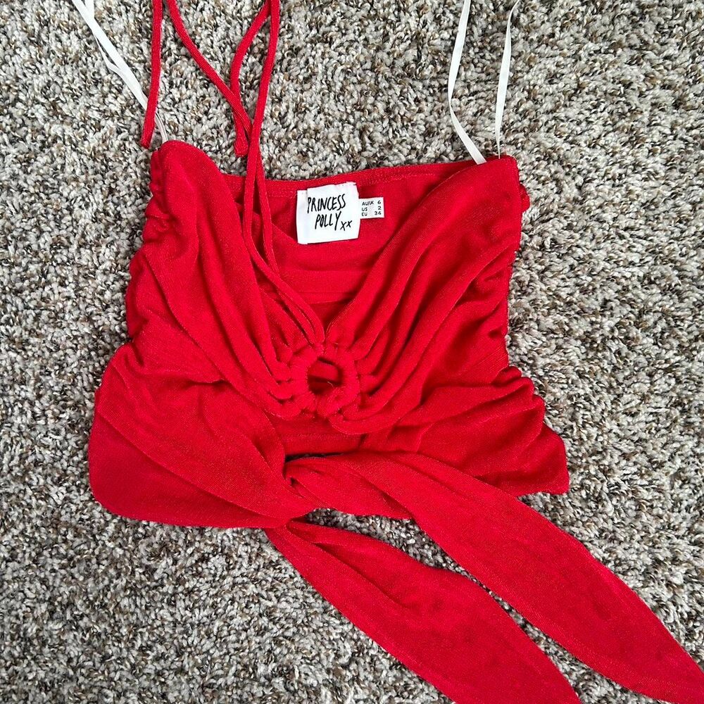 Princess-polly Women's Red Crop-top Sz 2
